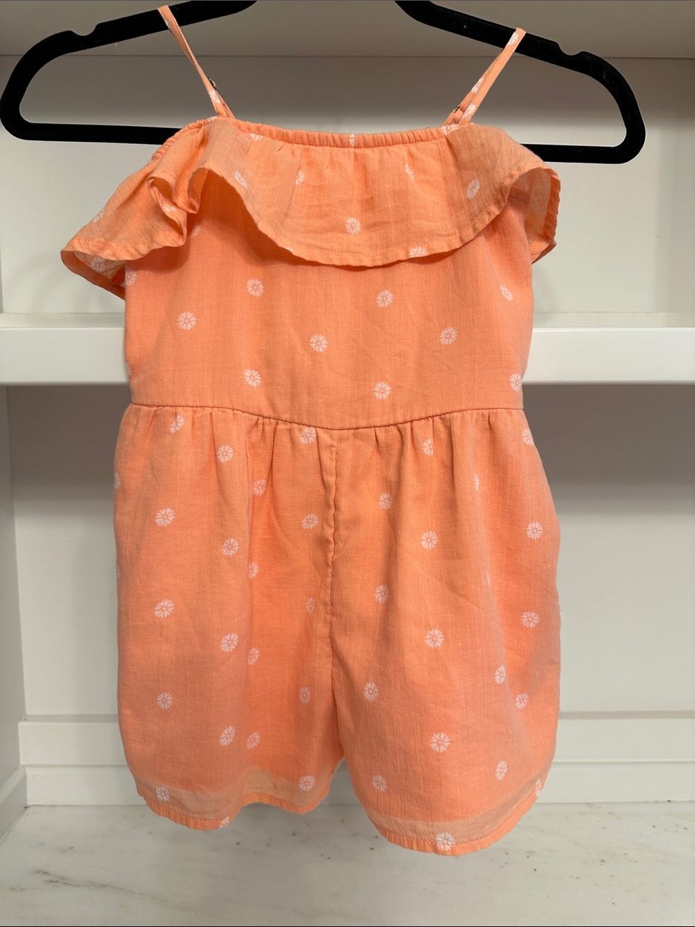 Abercrombie size 5/6  Girls' Orange Ruffle Romper - Like new